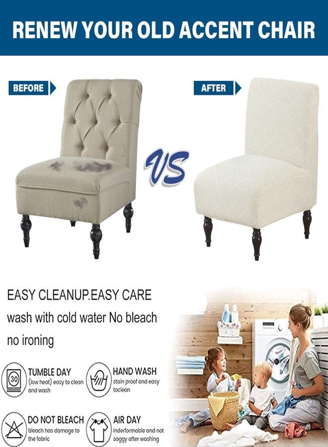 Lussenwert Armless Accent Chair Cover Stretch Slipper Chair Cover Without Arms Jacquard Armless Chair Slipcover Furniture Protector Covers for Living Room Bedroom Hotel, 1 Pack, Beige - Image 3